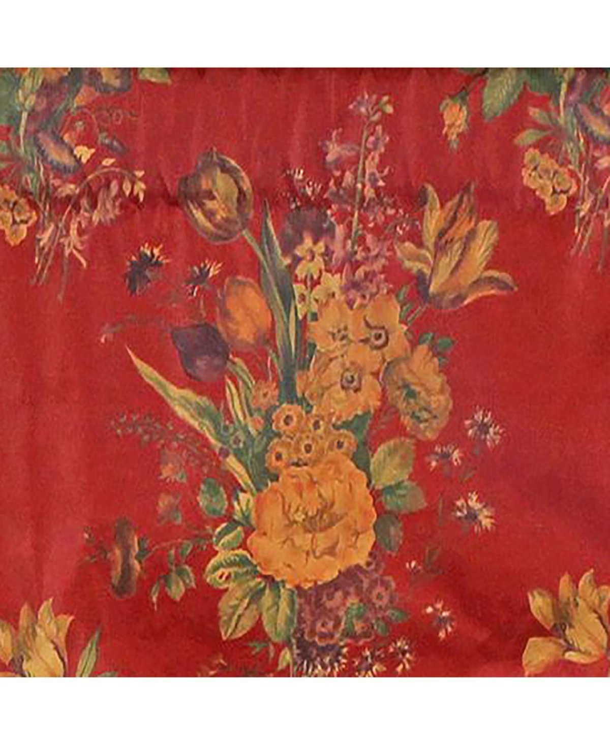 Rlf Home Eliza Excellent Deep Color Background Cornice Stylish Window Valance 3" Rod Pocket 50" x 17" Red