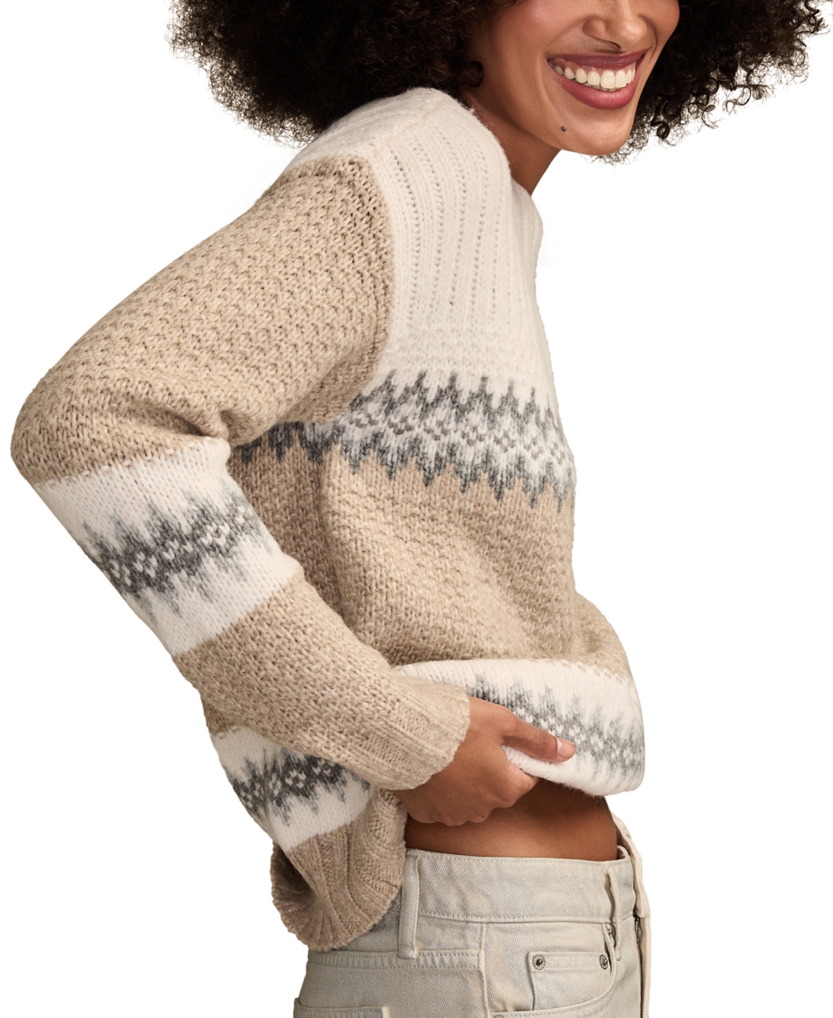 Lucky Brand Women's Fair Isle Long-Sleeve Sweater