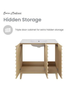 Cascade 36" Freestanding Bathroom Vanity in Natural oak with Sink Top