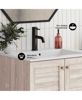 Bron 24" Freestanding Bathroom Vanity in White Oak with Sink Top