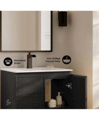 St. Tropez 24" Freestanding Bathroom Vanity in Black Oak with Sink Top