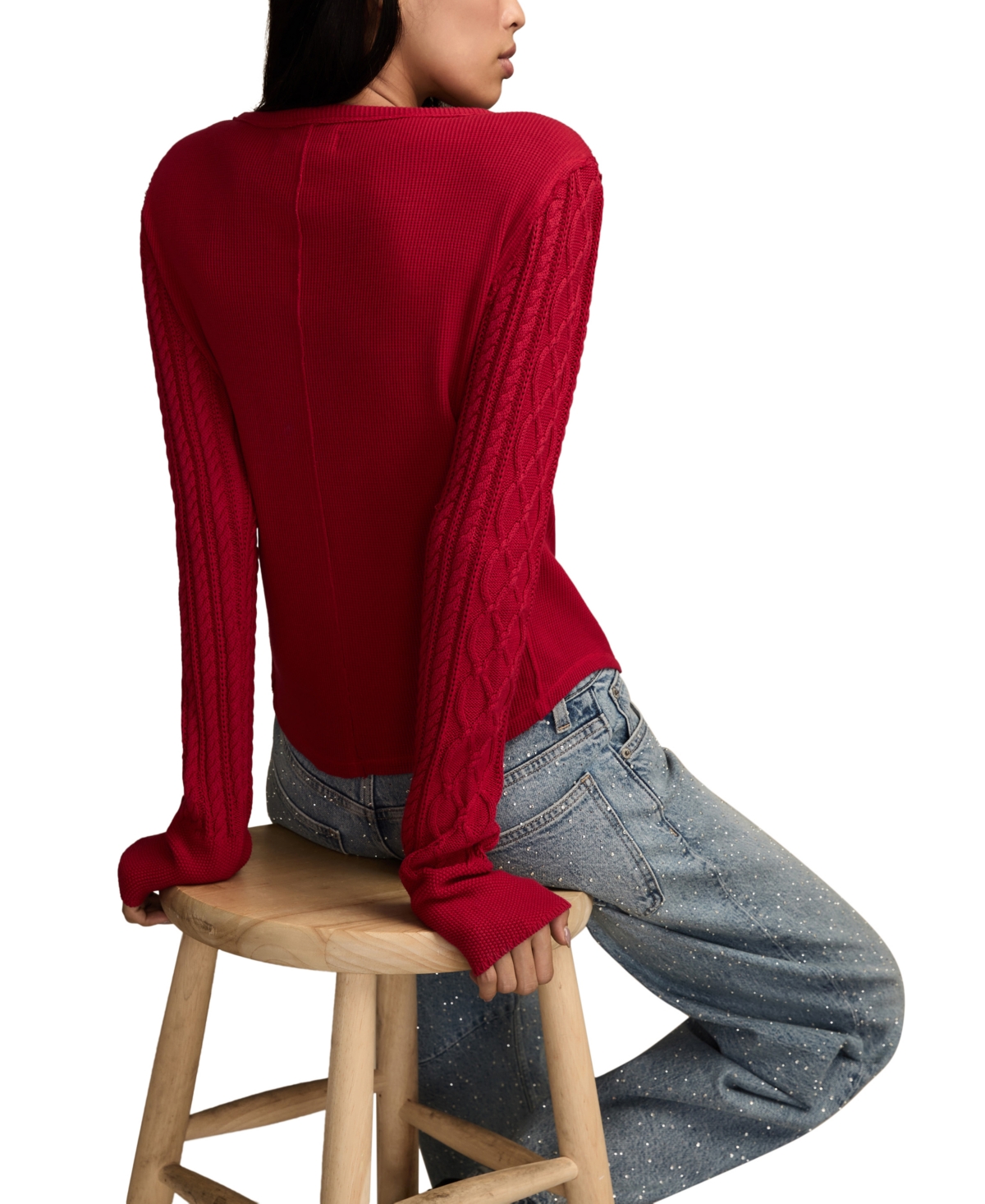 Lucky Brand Women's Textured Long-Sleeve Henley Top