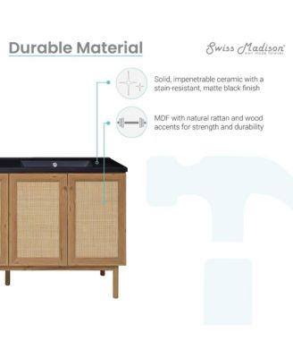 Freestanding Bathroom Vanity in Golden Oak with Black Double Basin Sink Top