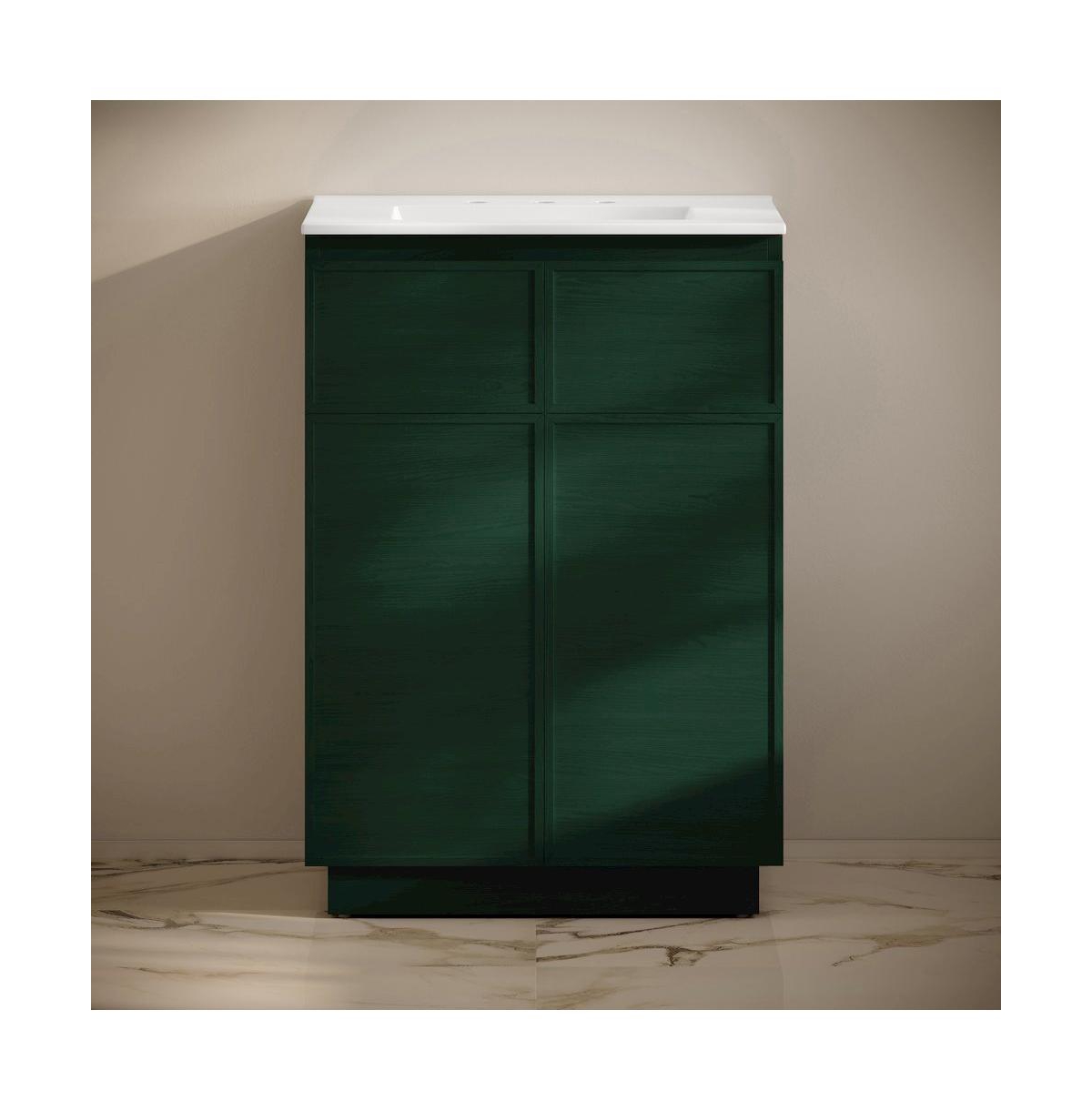 Swiss Madison 24" Freestanding Bathroom Vanity in Green Oak with 3-Hole Widespread Sink Top