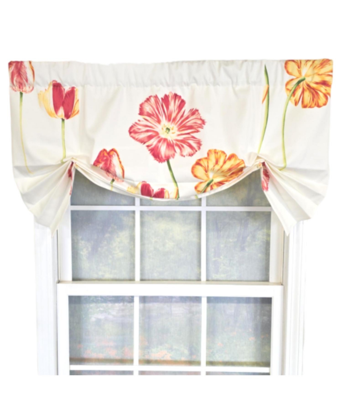 Rlf Home 100% Cotton La Tulipe Butterfly With Poly/Cotton lining Rod Pocket Valance 50" x 16" White