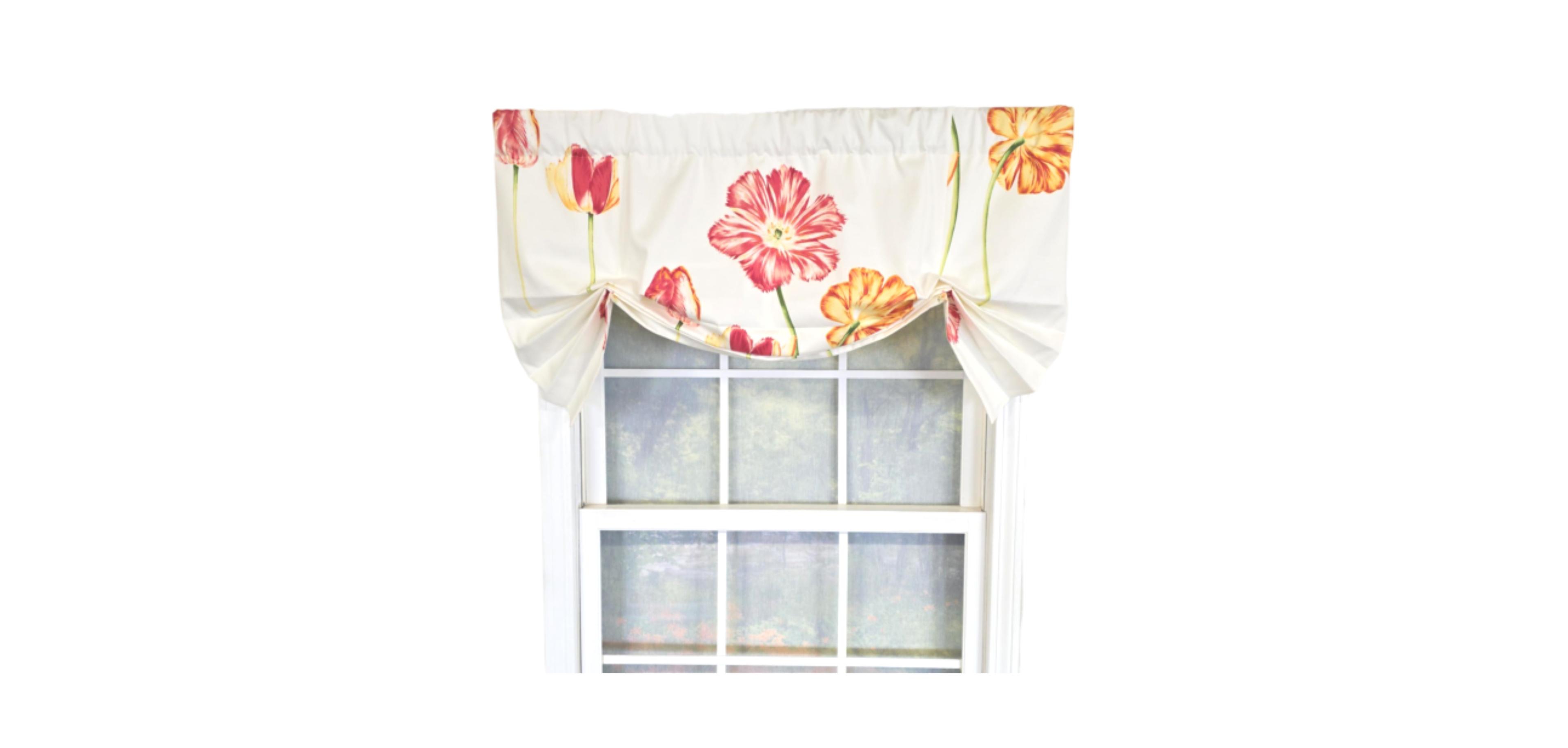 Rlf Home 100% Cotton La Tulipe Butterfly With Poly/Cotton lining Rod Pocket Valance