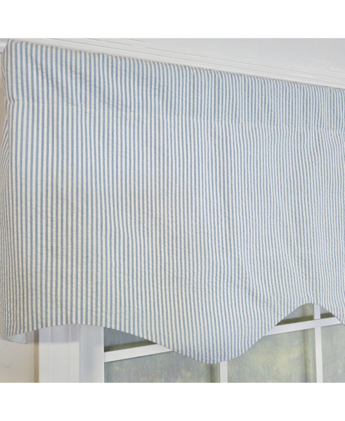 Rlf Home 100% Cotton Seersucker Regal With Poly/Cotton Ivory lining Rod Pocket Valance 50" x 16" Blue