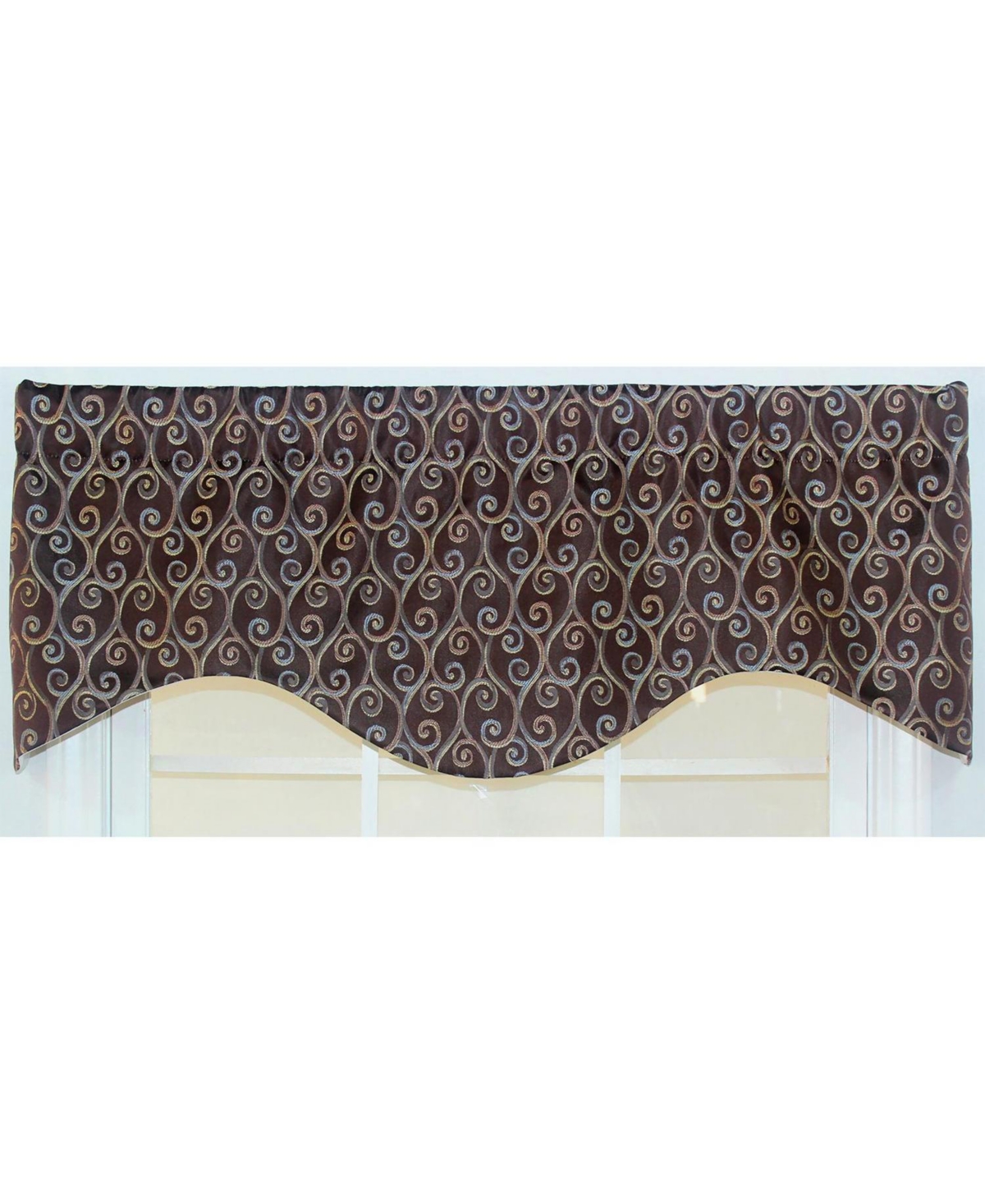 Rlf Home Twine Cornice 100% Cotton with Fully Lined 3" Rod Pocket Valnance for Windows 50" x 17" Cocoa