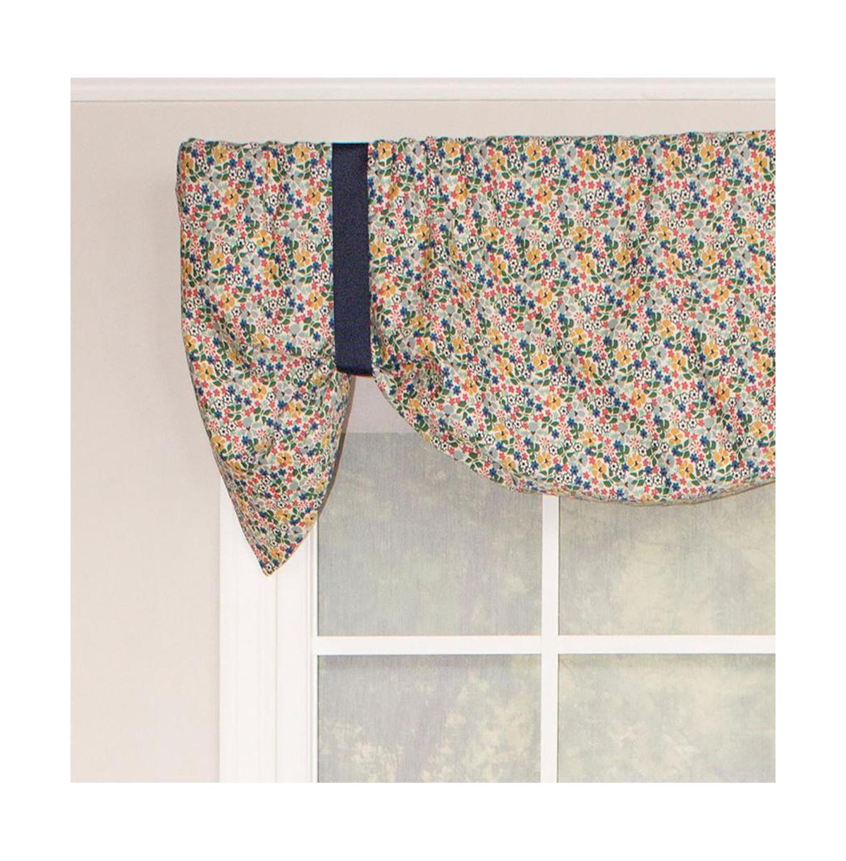 Rlf Home Petite Suspender 100% Cotton with Fully Lined 3" Rod Pocket Valnance for Windows 50" x 17" Multi