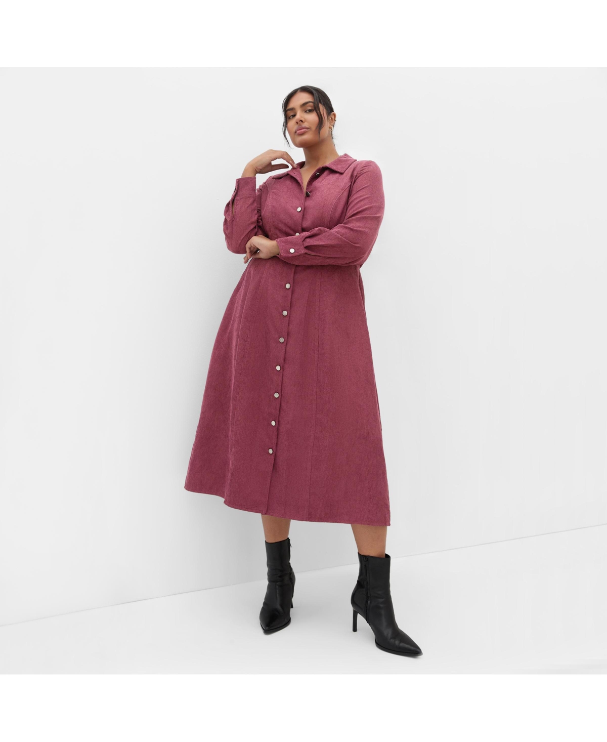 City Chic Women's Leia Long Sleeve Midi Dress