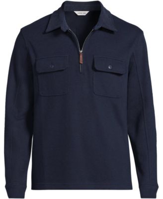 Men's Long Sleeve Corduroy Collar Bedford Rib Quarter Zip
