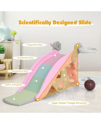 4-in-1 Toddler Slide and Rocking Horse Playset with Basketball Hoop