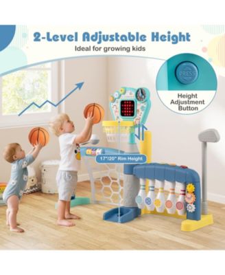 5 in 1 Toddler Sports Toy with Adjustable Basketball Hoop for Baby Boys Girls 18 Months+