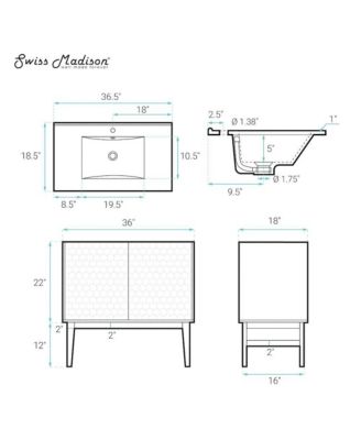 Bosse 36" Freestanding Bathroom Vanity in Black Oak with Black Sink Top