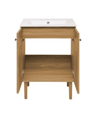 24" Freestanding Bathroom Vanity in Golden Oak with 3-Hole Centerset Sink Top