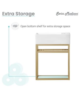 19.5 Single, Open Shelf, Gold Metal Frame Bathroom Vanity