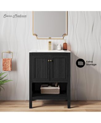 Chateau 24" Freestanding Bathroom Vanity in Black Oak with Sink Top