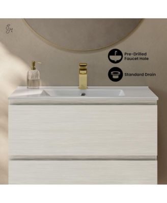 30" MDF Liberte Wall-Mounted Bathroom Vanity with Sink Top