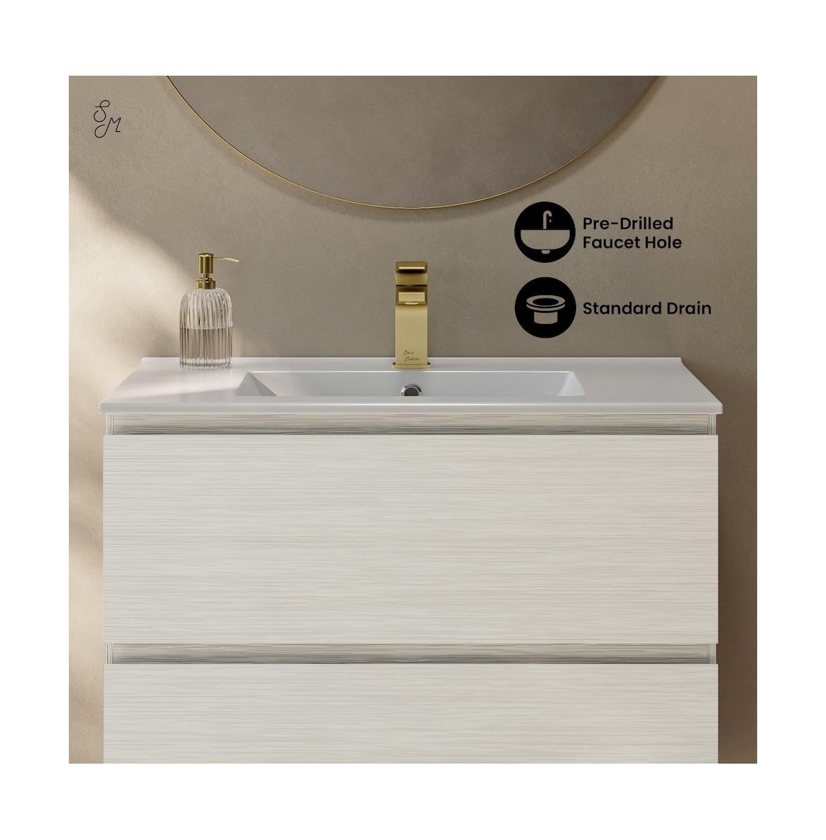 Swiss Madison Liberte 30" Wall-Mounted Bathroom Vanity in Oak with Sink Top