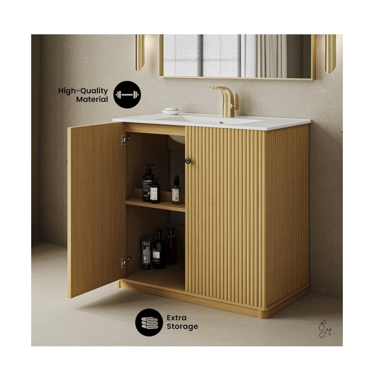 Lafayette 36" Freestanding Bathroom Vanity in Natural Oak with Sink Top