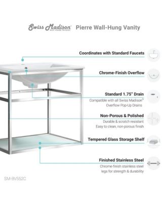 Pierre 24 Single, Open Shelf, Chrome Metal Frame Bathroom Vanity