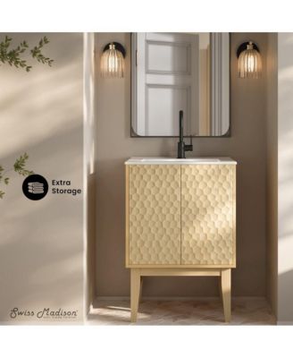 Bosse 24" Freestanding Bathroom Vanity in Natural Oak with Sink Top