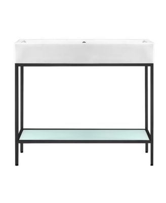 40 Single, Freestanding, Open Shelf, Matte Black Metal Frame Bathroom Vanity