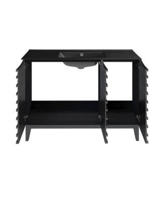 48 in. Cascade Oak Bathroom Vanity With Black Ceramic Sink Top