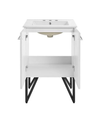 Annecy 24 in. White Bathroom Vanity With White, 3-Hole Ceramic Sink Top