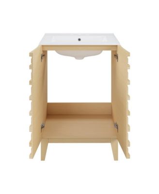 Cascade 24 in. Natural Oak Bathroom Vanity With White, 3-Hole Ceramic Sink Top