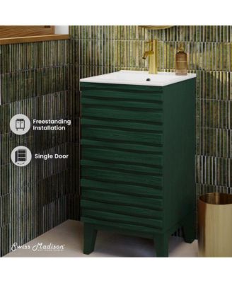 Cascade 18" Freestanding Bathroom Vanity in Green Oak with Sink Top