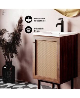 Classe 18" Freestanding Bathroom Vanity in Brown Oak with Sink Top