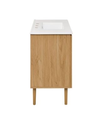 36" Freestanding Bathroom Vanity in Golden Oak with 3-Hole Widespread Sink Top