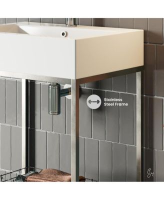 Pierre 24 Single, Freestanding, Open Shelf, Chrome Metal Frame Bathroom Vanity