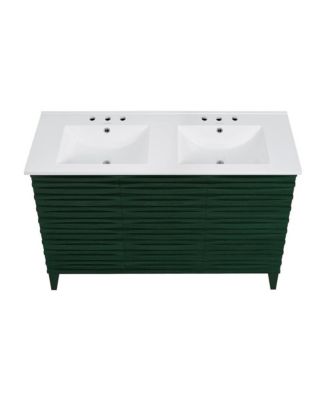 48" Freestanding Bathroom Vanity, 3-Hole Widespread Double Basin Sink Top