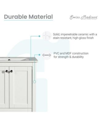 Cannes 24" Freestanding Bathroom Vanity in White with Sink Top