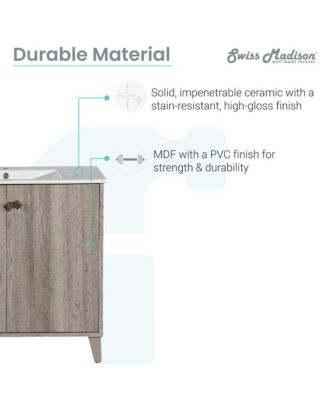 Eclair 36" Freestanding Bathroom Vanity in Gray Oak with Sink Top