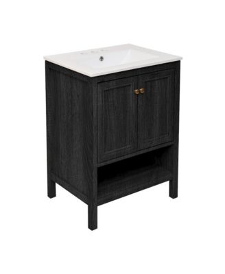 24" MDF 3-Hole Centerset Sink Top Freestanding Bathroom Vanity