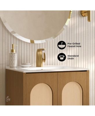 Plaisir II 24" Freestanding Bathroom Vanity in Brown Oak with Sink Top