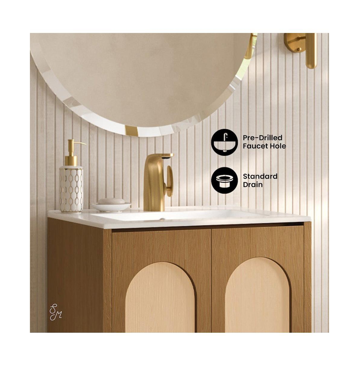 Swiss Madison Plaisir Ii 24" Freestanding Bathroom Vanity in Brown Oak with Sink Top