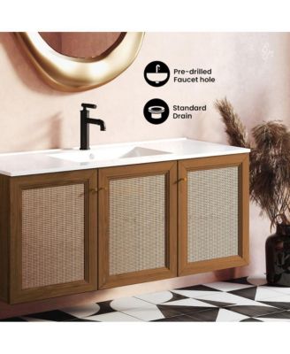 Classe 48" Wall-Mounted Bathroom Vanity in Brown Oak