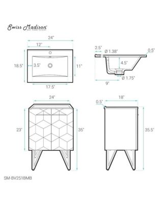 Annecy 24 in. Phantom Black Bathroom Vanity With Black Ceramic Sink Top