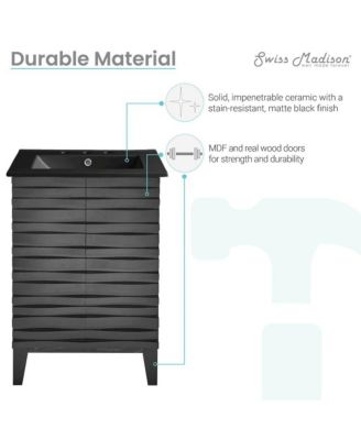 Cascade 24 in. Oak Bathroom Vanity With 3-Hole Ceramic Sink Top