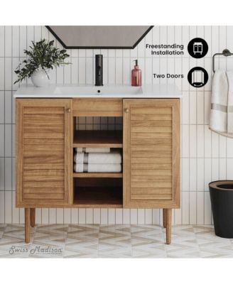 Bron Wood 36" Freestanding Bathroom Vanity with Sink Top