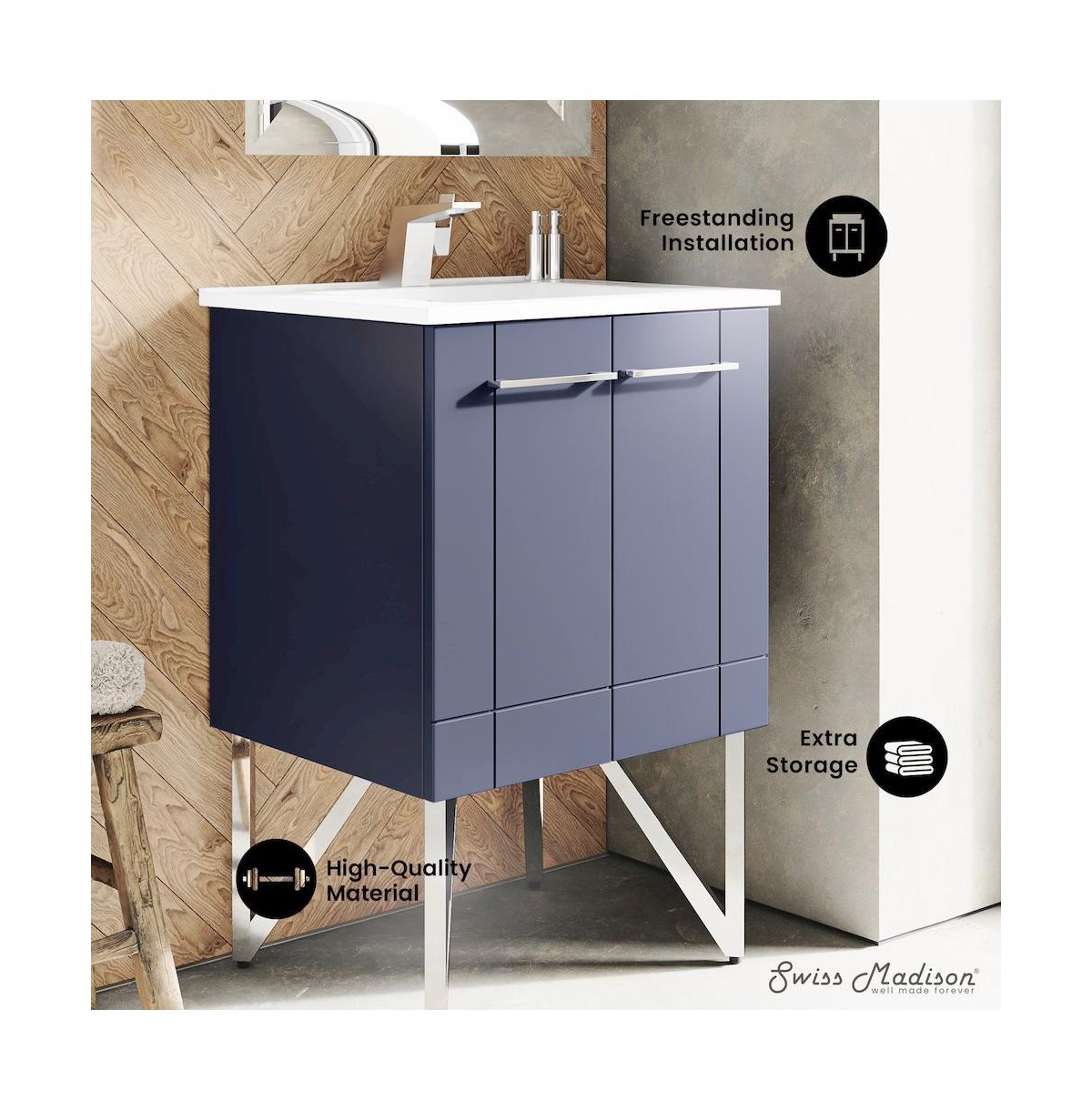 Annecy 24" Freestanding Bathroom Vanity in Purple with Sink Top