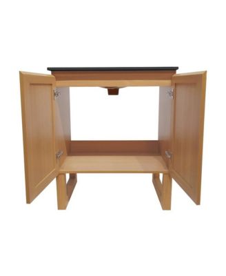 Arles 30 in. Natural Oak Bathroom Vanity With Black, 3-Hole Ceramic Sink Top