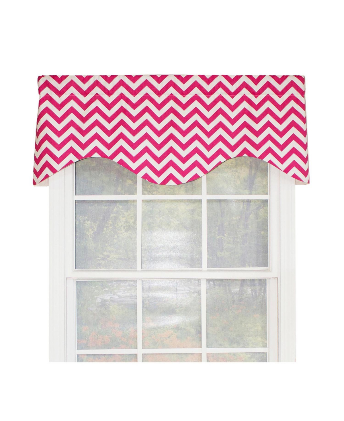Rlf Home Zig Zag Cornice 100% Cotton with Fully Lined 3" Rod Pocket Valnance for Windows 50" x 17" Lipstick