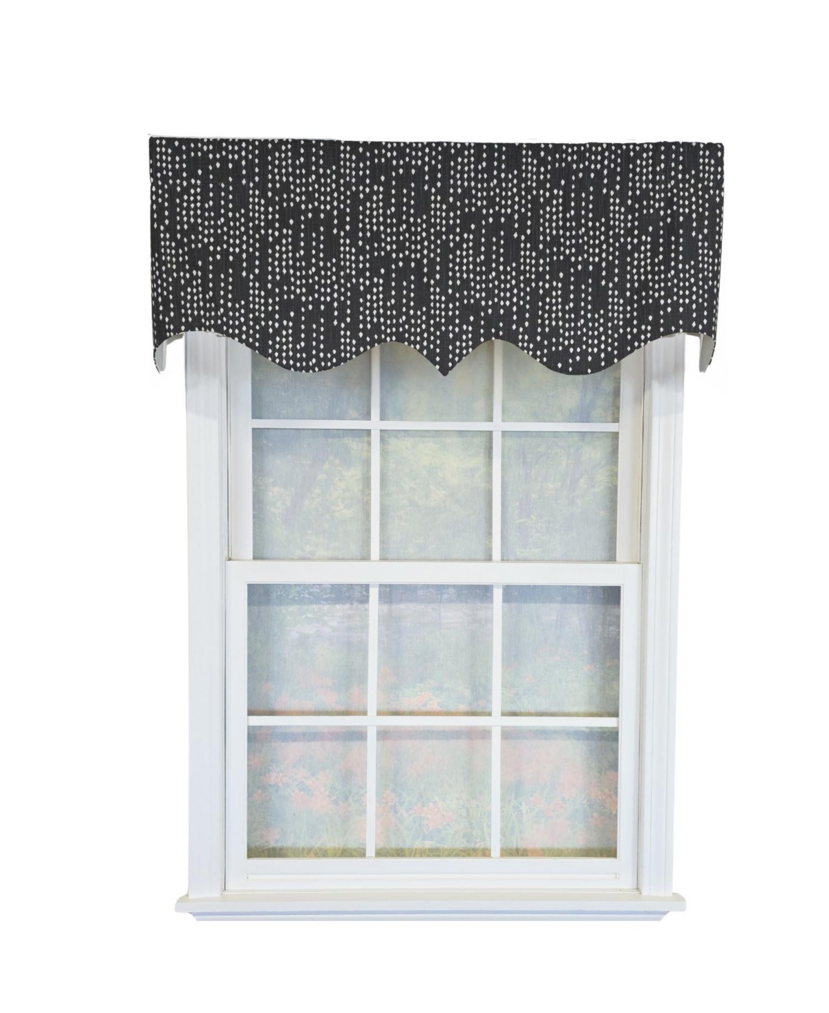Rlf Home 100% Cotton Rainfall Regal With Poly/Cotton Ivory lining Rod Pocket Valance 50" x 16" Silver