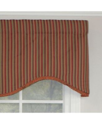 Olivia Stripe Trimmed Cornice 100% Cotton with Fully Lined 3" Rod Pocket Valnance for Windows 50" x 17" Multi