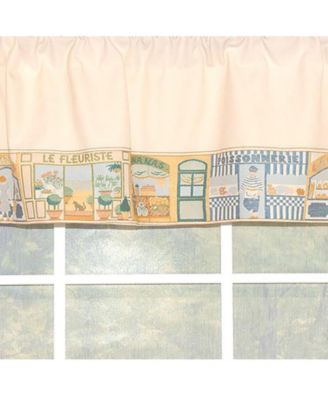 Jour De Shopping Banded 100% Cotton with Fully Lined 3" Rod Pocket Valnance for Windows 50" x 15" Ivory